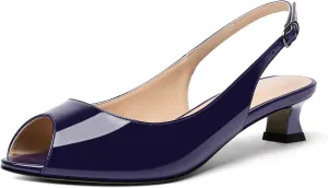 SKYSTERRY Womens Patent Slingback Buckle Peep Toe Wedding Cute Spool Low Heel Pumps Shoes 1.5 Inch