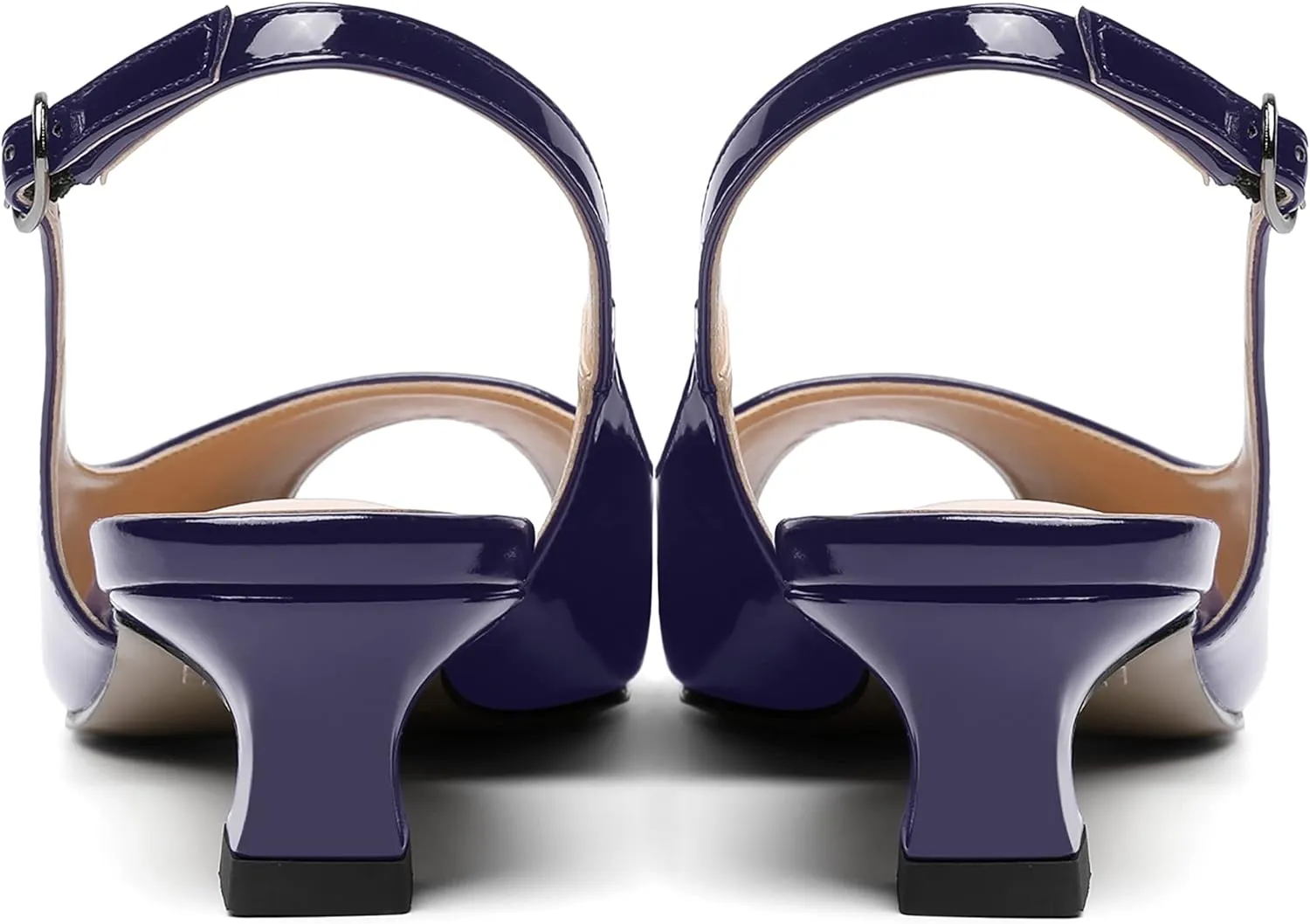 SKYSTERRY Womens Patent Slingback Buckle Peep Toe Wedding Cute Spool Low Heel Pumps Shoes 1.5 Inch