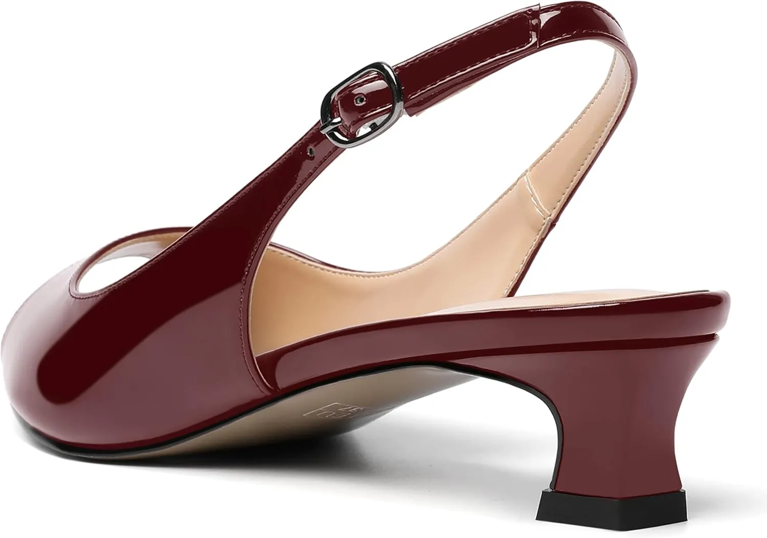 SKYSTERRY Womens Patent Slingback Buckle Peep Toe Wedding Cute Spool Low Heel Pumps Shoes 1.5 Inch