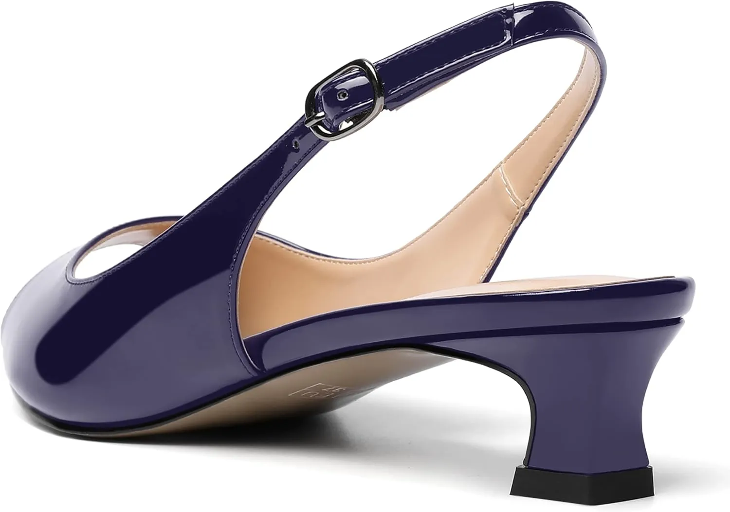 SKYSTERRY Womens Patent Slingback Buckle Peep Toe Wedding Cute Spool Low Heel Pumps Shoes 1.5 Inch