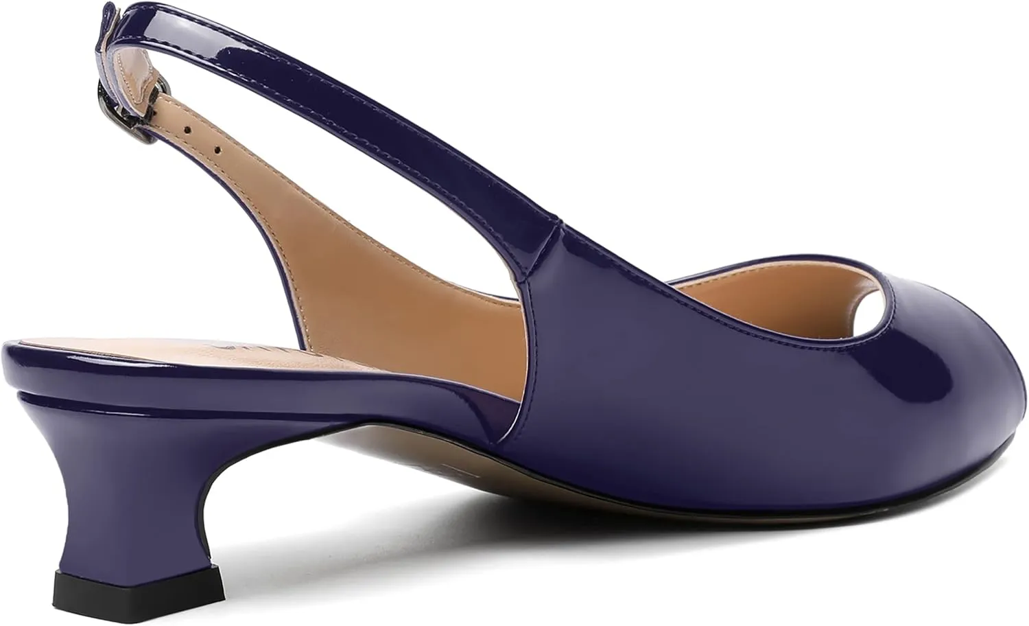 SKYSTERRY Womens Patent Slingback Buckle Peep Toe Wedding Cute Spool Low Heel Pumps Shoes 1.5 Inch