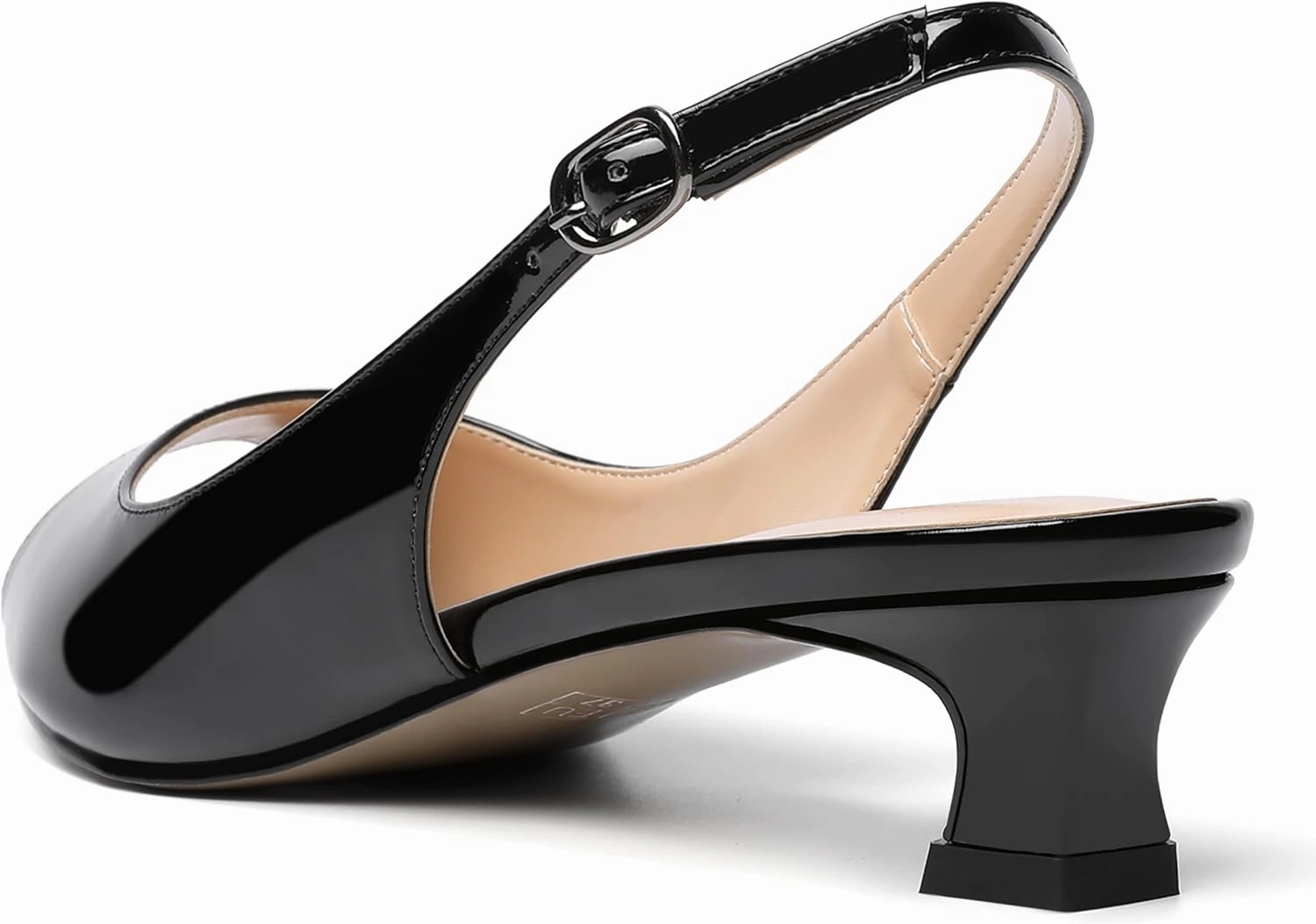 SKYSTERRY Womens Patent Slingback Buckle Peep Toe Wedding Cute Spool Low Heel Pumps Shoes 1.5 Inch
