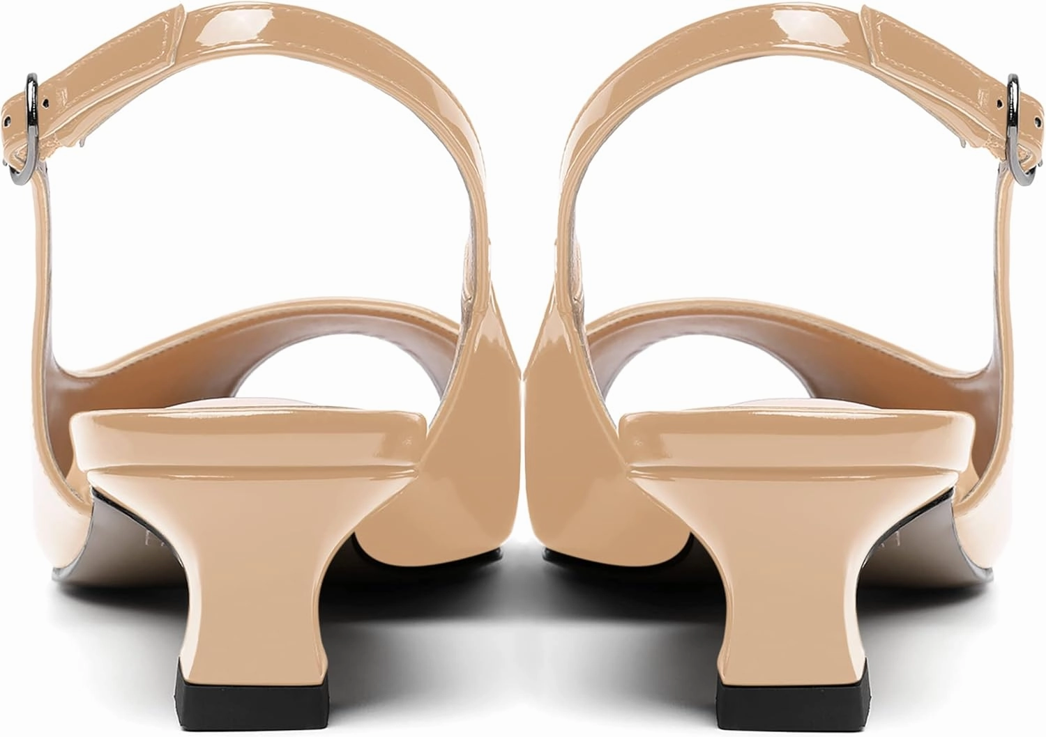 SKYSTERRY Womens Patent Slingback Buckle Peep Toe Wedding Cute Spool Low Heel Pumps Shoes 1.5 Inch