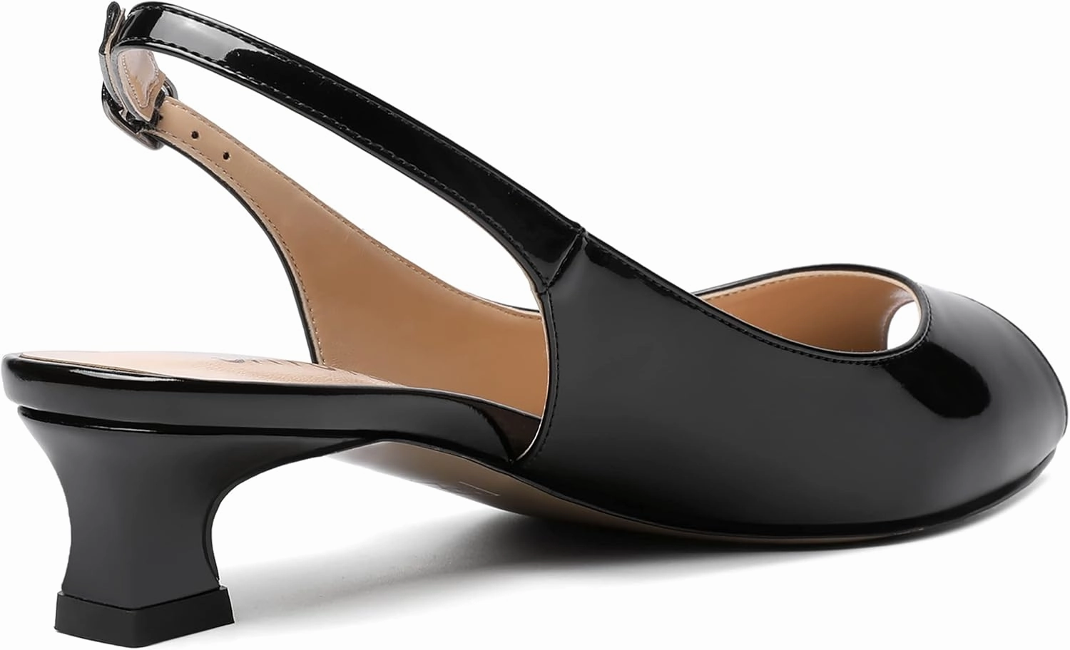 SKYSTERRY Womens Patent Slingback Buckle Peep Toe Wedding Cute Spool Low Heel Pumps Shoes 1.5 Inch