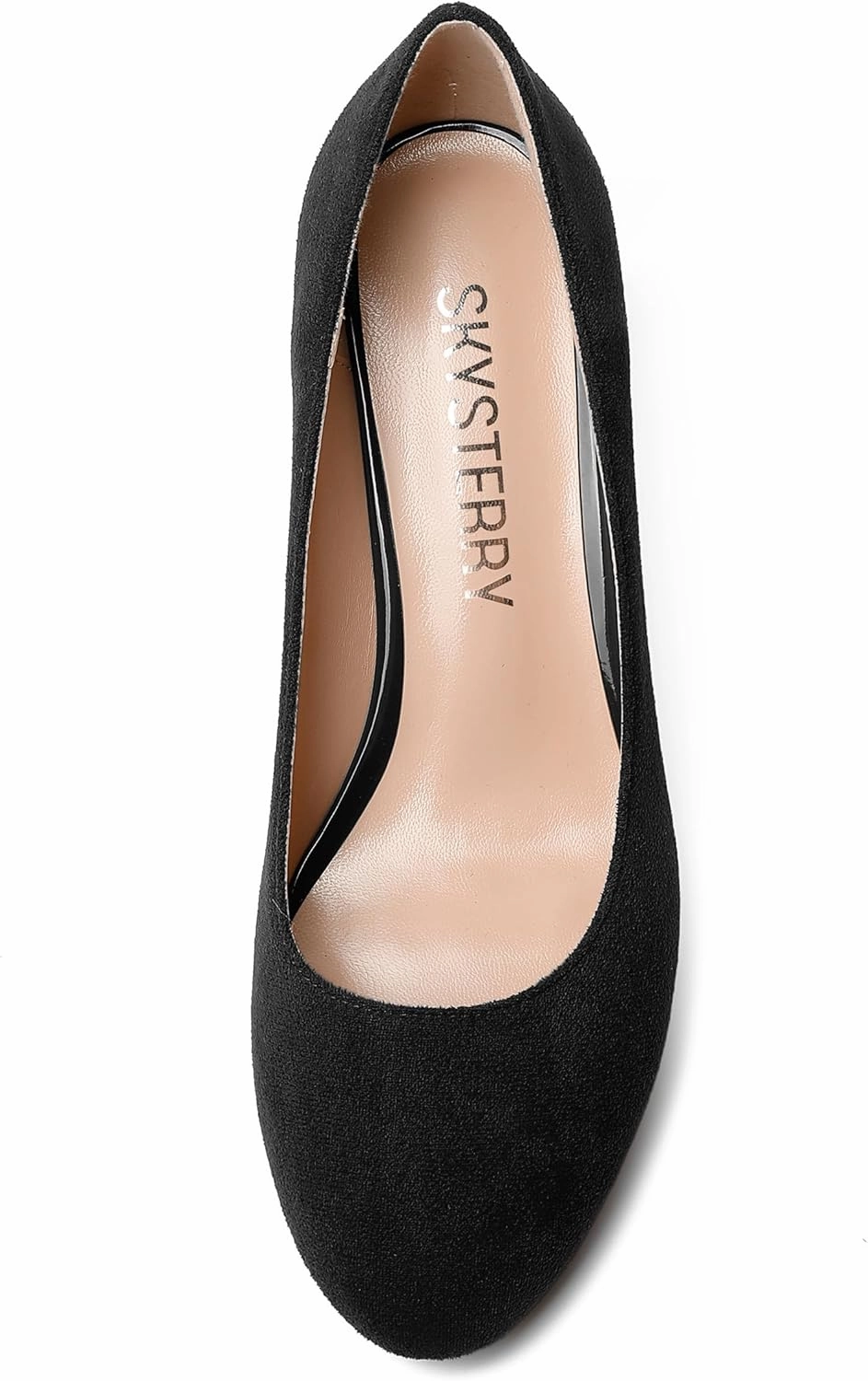 SKYSTERRY Womens Suede Slip On Round Toe Cute Evening Spool Mid Heel Pumps Shoes 2.5 Inch