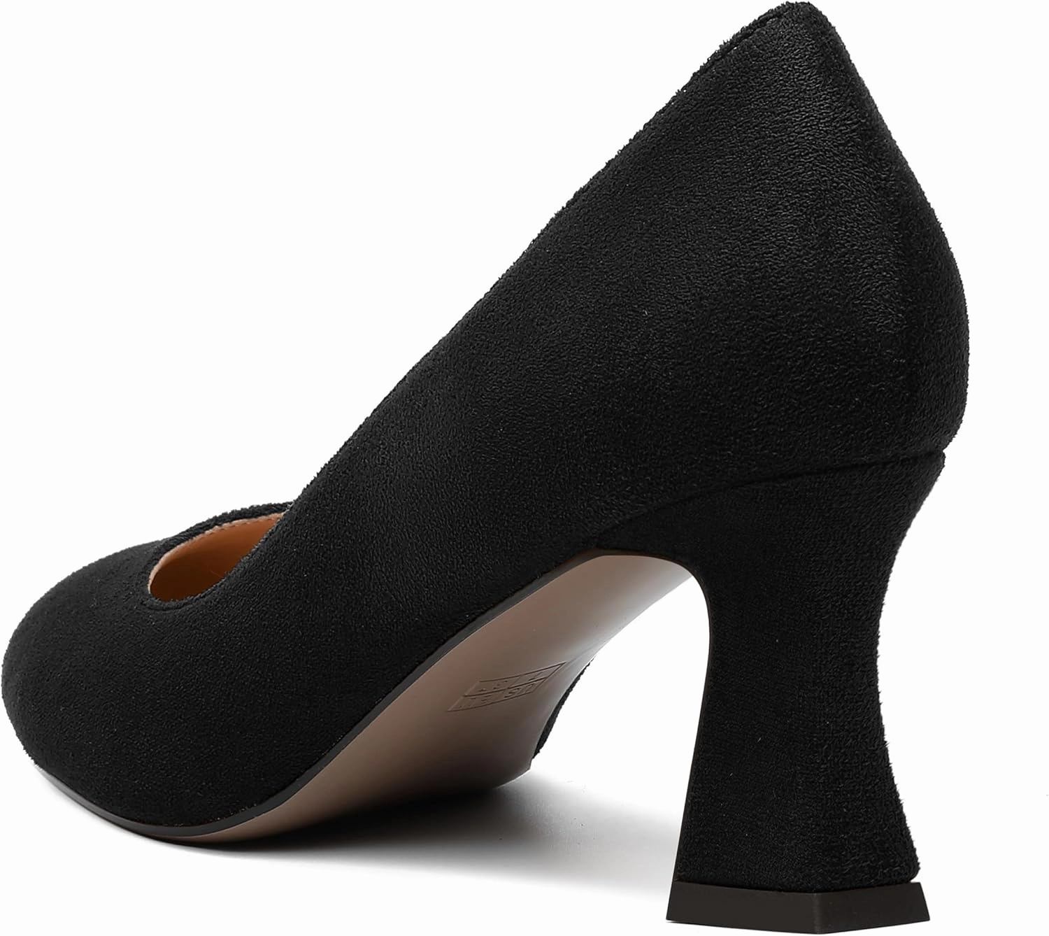SKYSTERRY Womens Suede Slip On Round Toe Cute Evening Spool Mid Heel Pumps Shoes 2.5 Inch