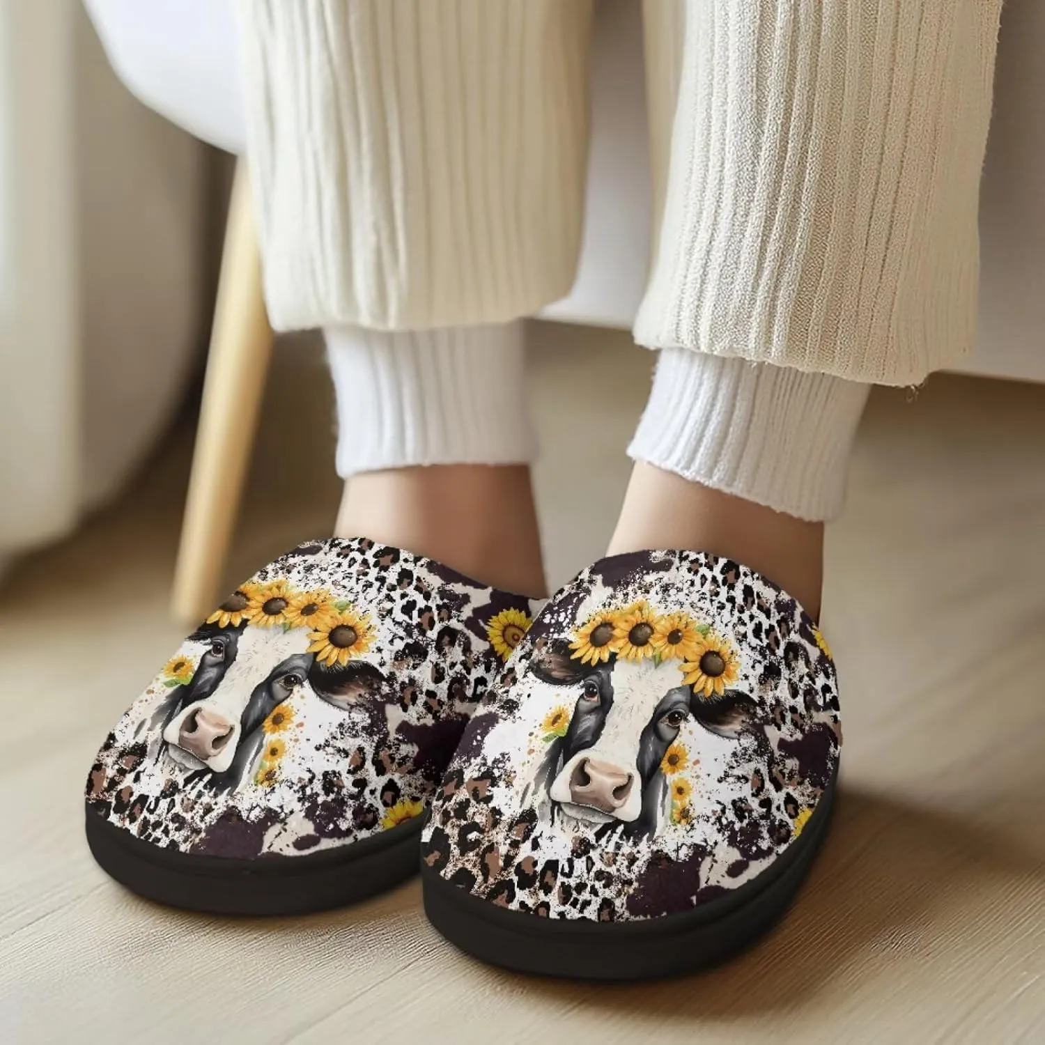 Slippers for Women Indoors and Outdoors, Mens Comfy Flannel Warm Slippers Flat Clogs Winter House Slippers