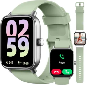 Smart Watch, Compatible with iPhone 9.0 or Above and Android 6.0 or Above, 45mm Men's and Women's Watch, Smartwatch Fitness Tracker, Fits Wrists 5.8-8.7 Inches (160-230mm), Waterproof, Green