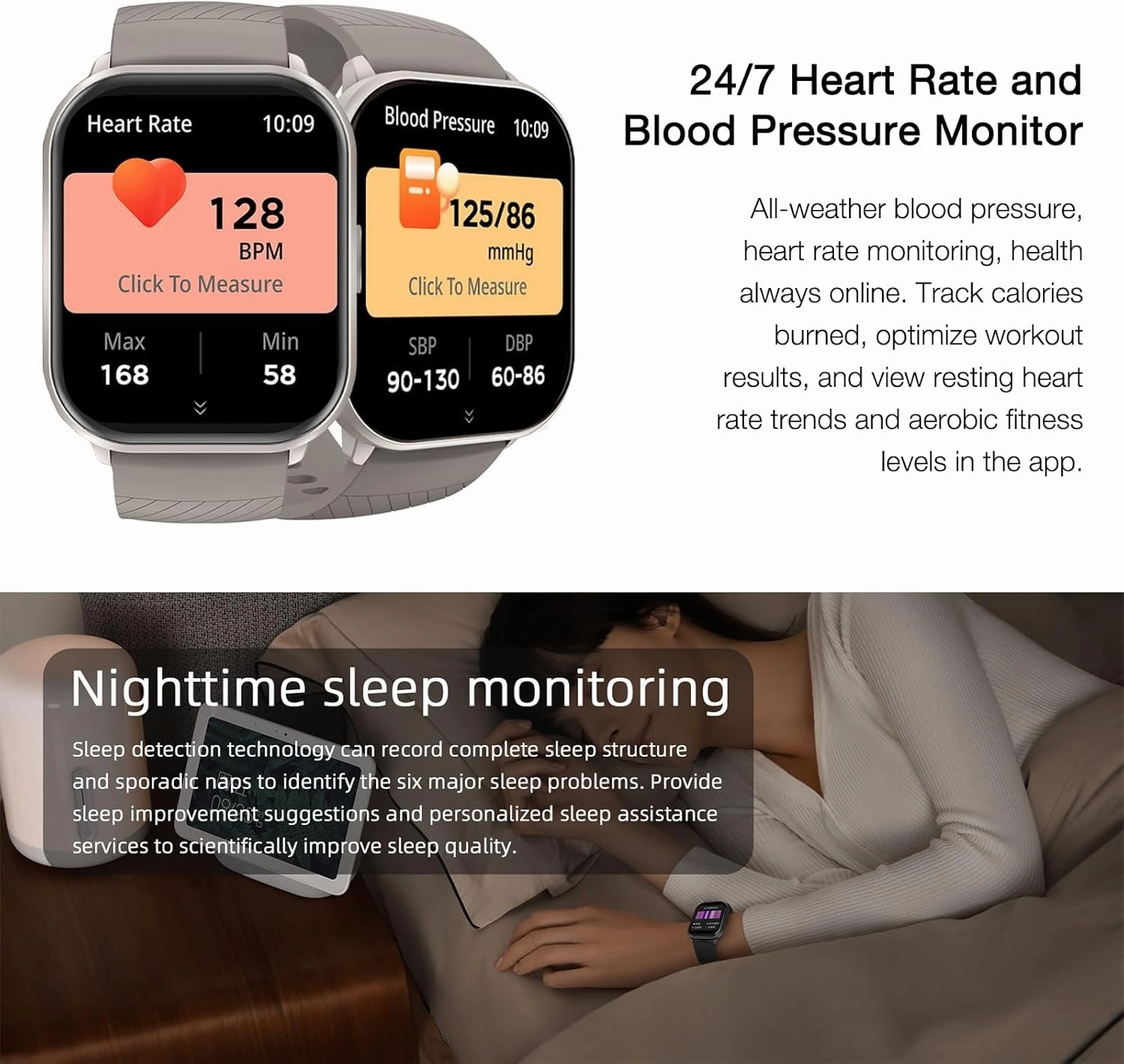Smart Watch (Answer/Make Calls), 2.01" Fitness Tracker Watch for Men Women, Heart Rate Blood Pressure Monitor Sleep Tracker Step Tracker, Waterproof Smart Watches for Android iOS Phones