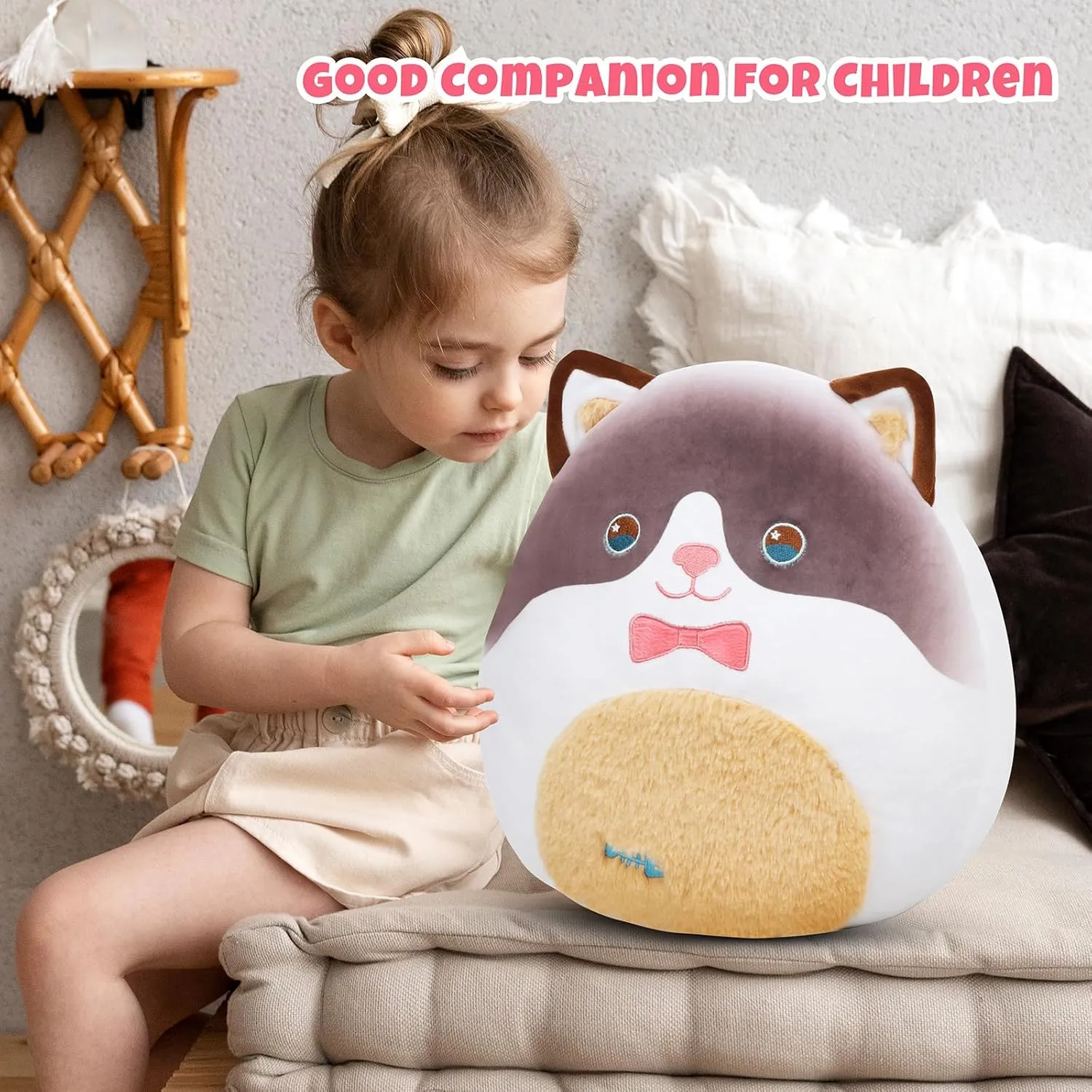 Snowshoe Cat Plush Pillow Cute Siamese Kitten Plush Toy Soft Cat Stuffed Animal Birthday Gifts for Kids Girls Boys