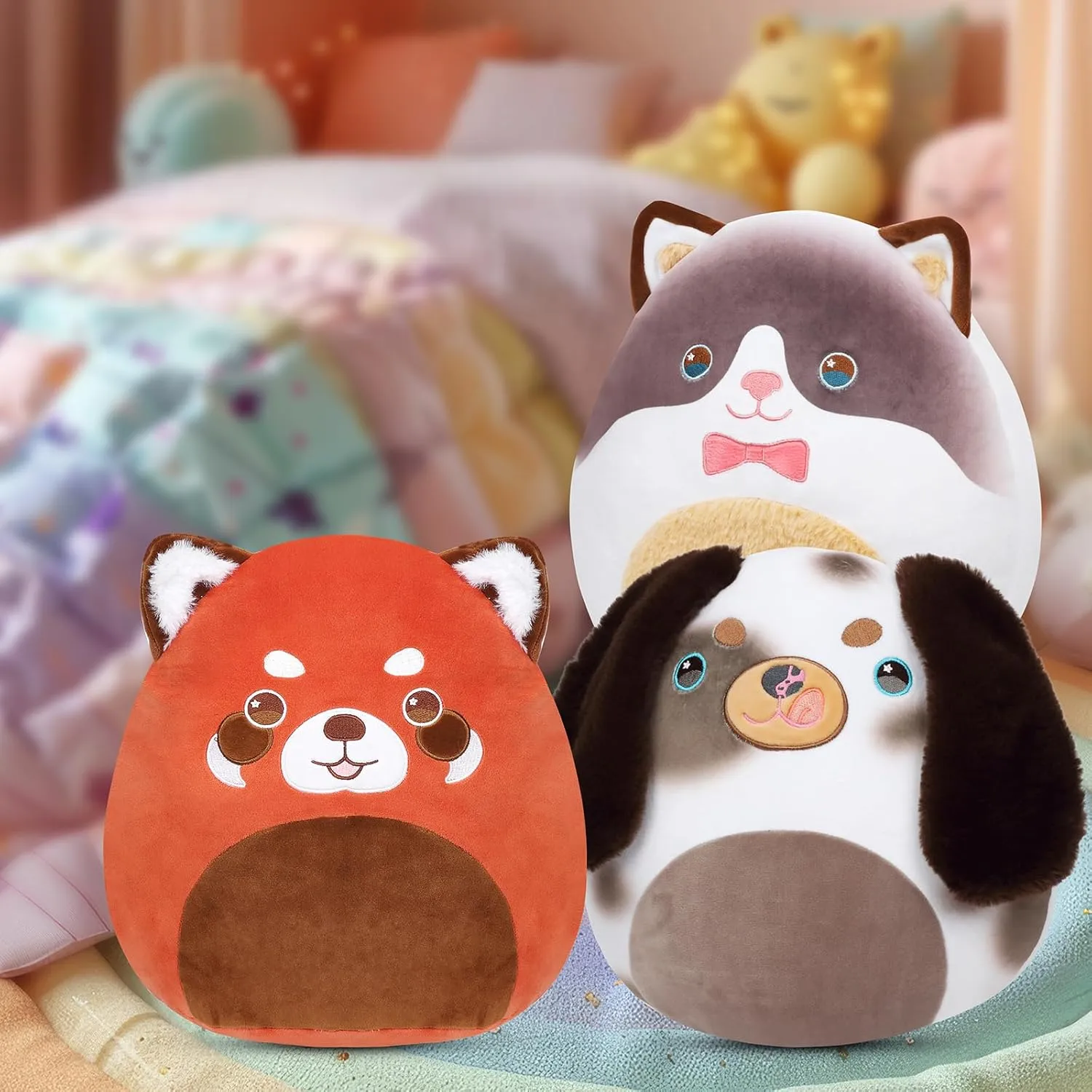 Snowshoe Cat Plush Pillow Cute Siamese Kitten Plush Toy Soft Cat Stuffed Animal Birthday Gifts for Kids Girls Boys