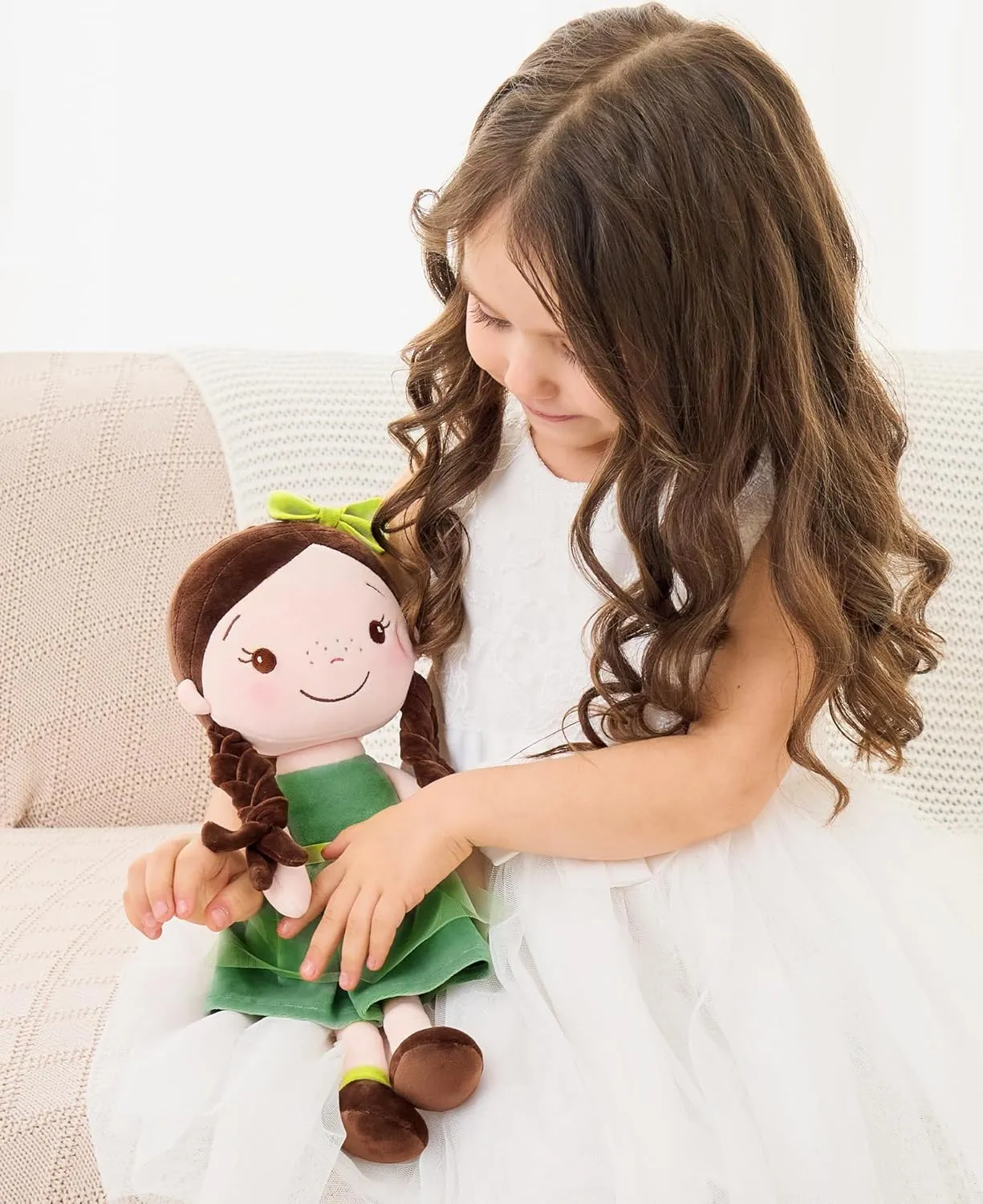 Soft Baby Doll Toys (16'') for Girls, My First Baby Rag Dolls for 1 Year Old Girl Birthday Gift Plush Doll Toys Machine Washable Baby Doll for Toddler Kids Infants - Forest Girl