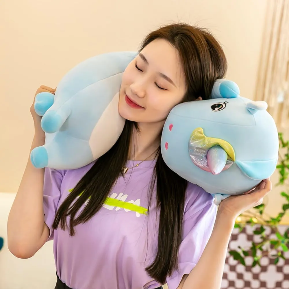 Soft Plush Long Unicorn Hugging Pillow, Kids Plush Toy Pillow Cute Unicorn Plushies Stuffed Animal Toy Gift for Kids and Girlfriend (Blue, 90cm/35.4in)