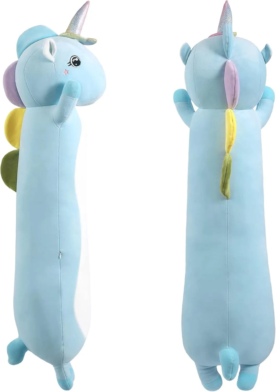 Soft Plush Long Unicorn Hugging Pillow, Kids Plush Toy Pillow Cute Unicorn Plushies Stuffed Animal Toy Gift for Kids and Girlfriend (Blue, 90cm/35.4in)