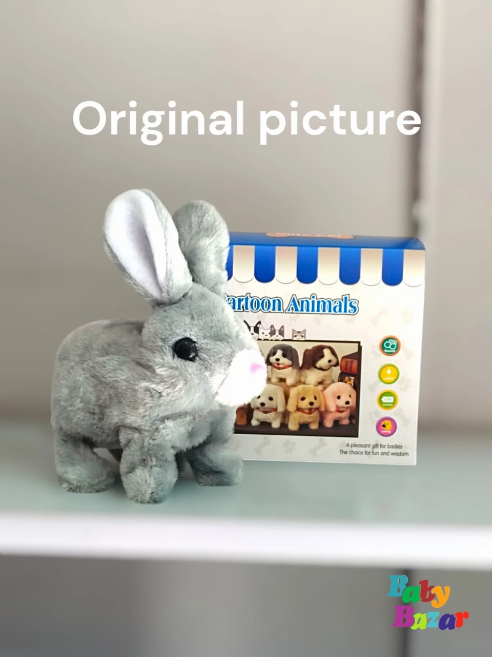 Soft Plush Walking & Talking Rabbit Toy Interactive Grey Bunny for Toddlers & Kids