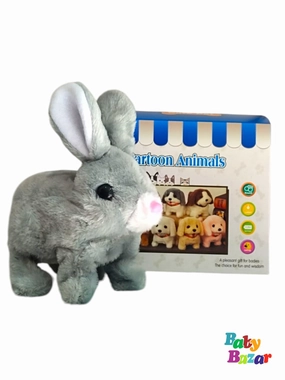 Soft Plush Walking & Talking Rabbit Toy Interactive Grey Bunny for Toddlers & Kids