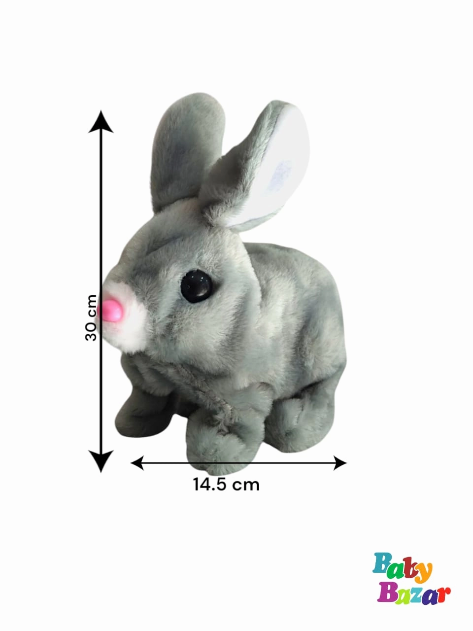 Soft Plush Walking & Talking Rabbit Toy Interactive Grey Bunny for Toddlers & Kids