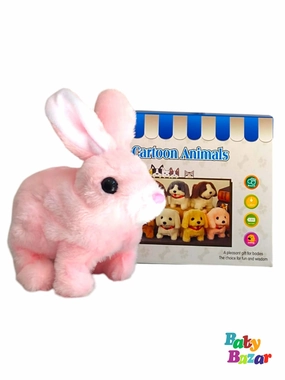 Soft Plush Walking & Talking Rabbit Toy Interactive Pink Bunny for Kids