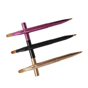 SOIMISS 3pcs Retractable Dual-ended Lip Brush Flexible Lipstick Brush for Makeup Application Professional Beauty Salon Home Use Golden Black