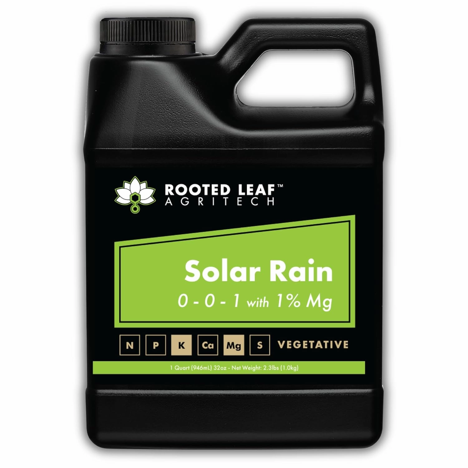 Solar Rain - Carbon Based Magnesium Foliar Spray Concentrate Nutrients That are 100% Bioavailable for Garden Vegetables Grass Cactus Lawns Potted Trees Bamboo Succulents - Quart