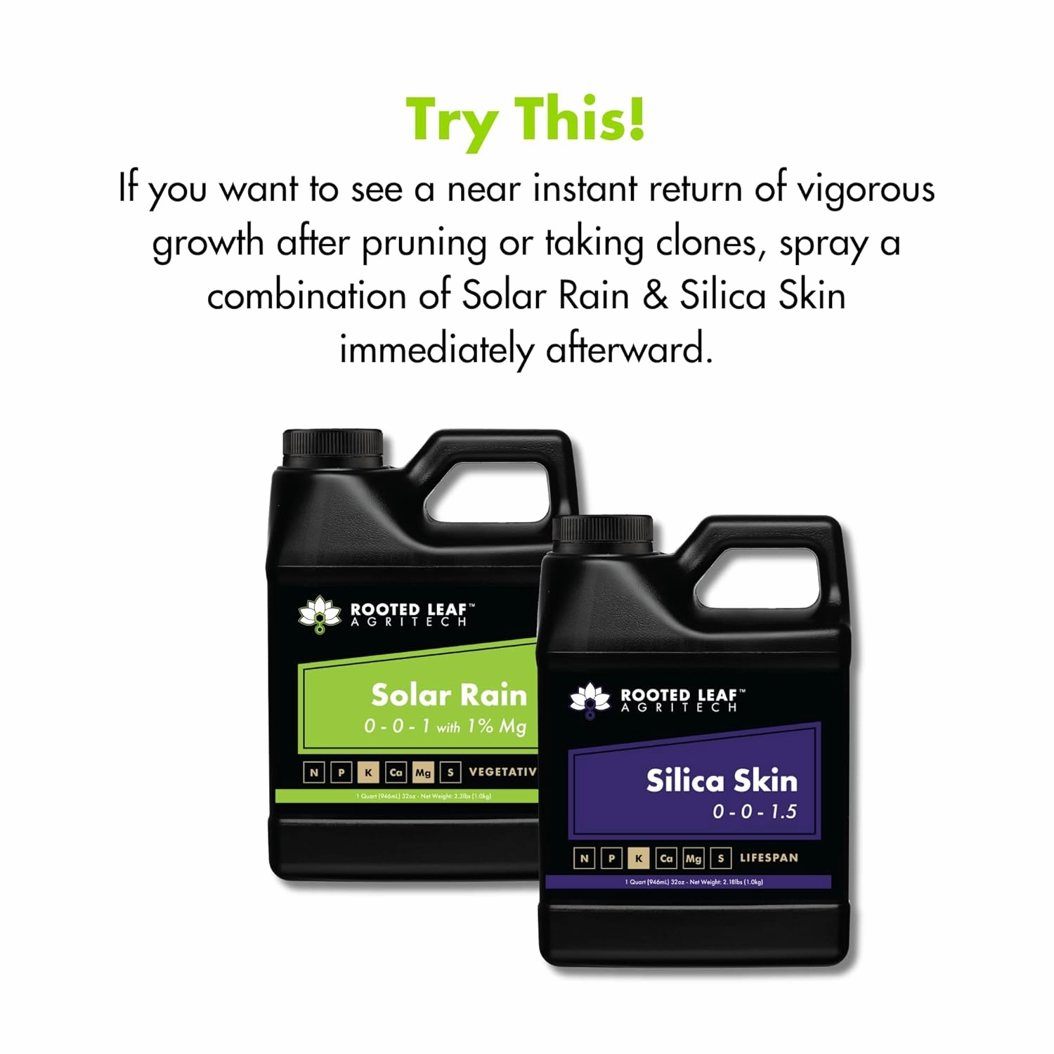 Solar Rain - Carbon Based Magnesium Foliar Spray Concentrate Nutrients That are 100% Bioavailable for Garden Vegetables Grass Cactus Lawns Potted Trees Bamboo Succulents - Quart
