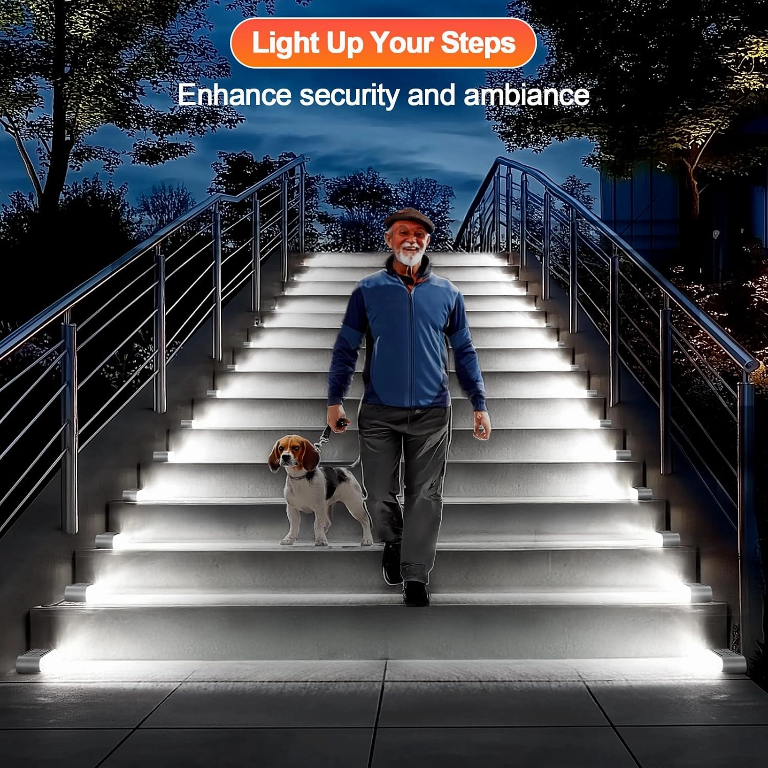 Solar Step Lights for Outside, 6-Pack Stair Light Outdoor Waterproof IP67, 14 LED Cool White Light Solar Powered Lighting for Steps, Stairs, Deck, Patio, Walkway, Front Porch Decor