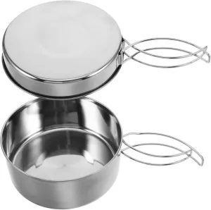 Sosoport Stainless Steel Camping Cookware Pot Portable Folding Handle Cook Pot for Hiking Backpacking and Picnic