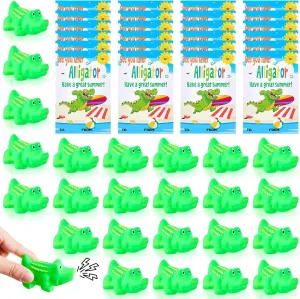 Sotiff 24 Sets Plastic Alligator Toy Rubber Crocodile Toy with Gift Cards Small Alligator Toys for School Students Kids Summer Supplies Party Favors