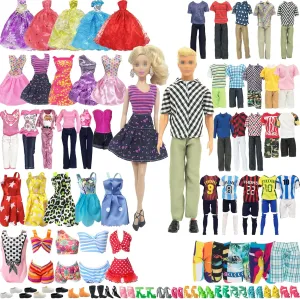 SOTOGO 56 Pieces Doll Clothes and Accessories for 11.5 Inch Girl Boy Dolls Clothes Different Occasions Include 20 Sets Handmade Doll Dresses/Casual Clothings/Swimsuit/Sportswear and 18 Pairs Shoes