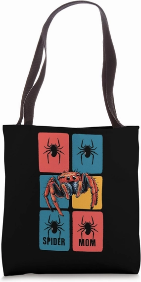 Spider mom motif andy warhole with spiders and jumping Tote Bag