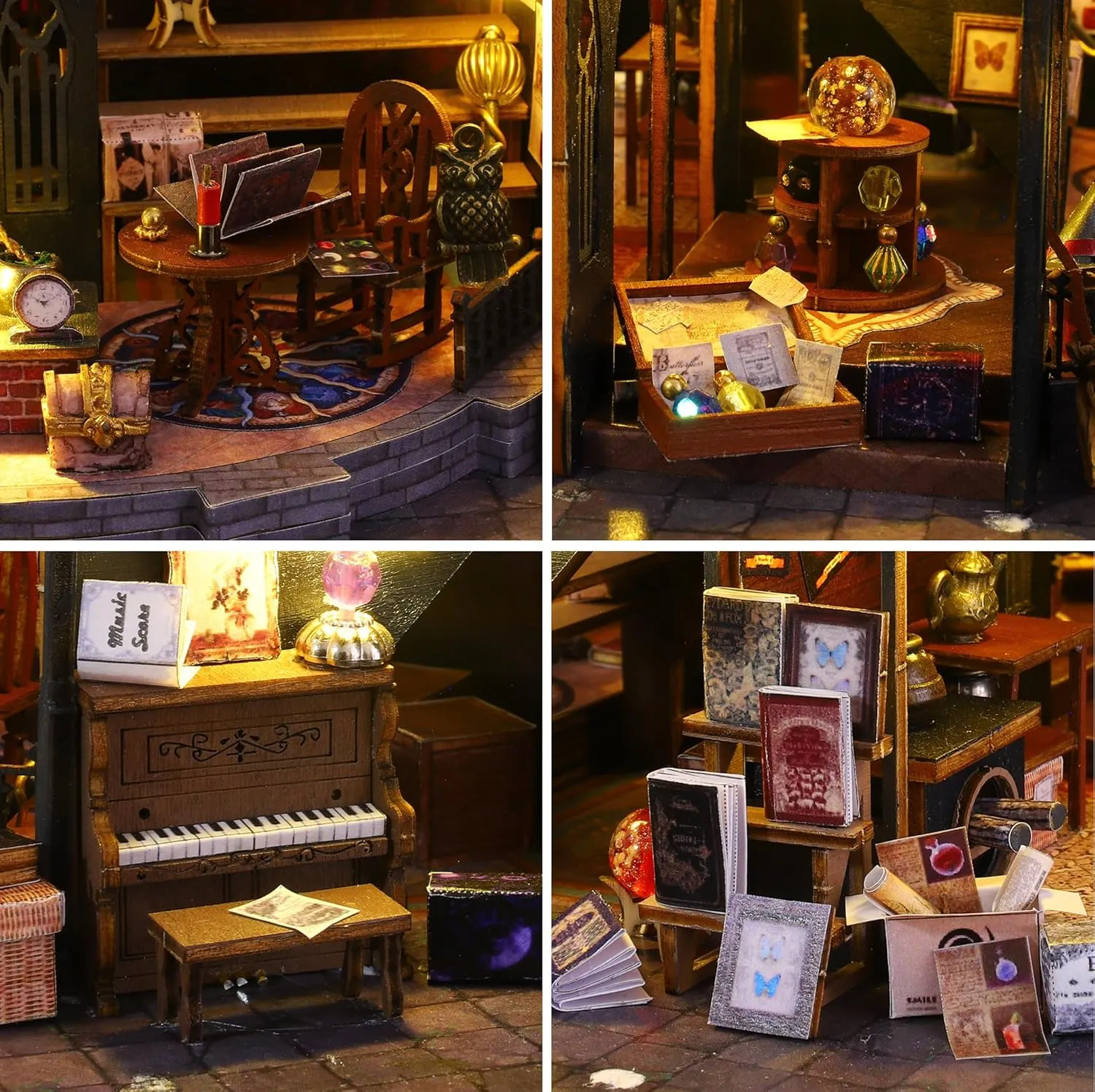 Spilay Dollhouse Miniature with Furniture,DIY Wooden Crafts Magic Doll House Mini Handmade Kit with Dust Proof Cover and Music Movement,1:24 Scale Creative Room Idea Gift for Friend Lover