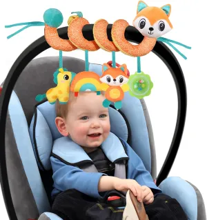 Spiral Car Seat Toys Stroller Toy for Babies - Baby Crib Hanging Rattles Toys for Babies 0-12 Months, Carseat Pram Crib with Musical Rattle Toy for Newborn Boys Girls Gifts （Fox）