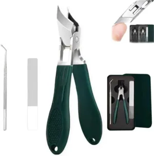 Splashproof 25° Beveled Edge Nail Clippers 3-Piece Set, Long Handle Wide Jaw Opening Anti-Splash Slanted Nail Clipper, Nail Clippers for Thick and Ingrown Nails, for Women and Men