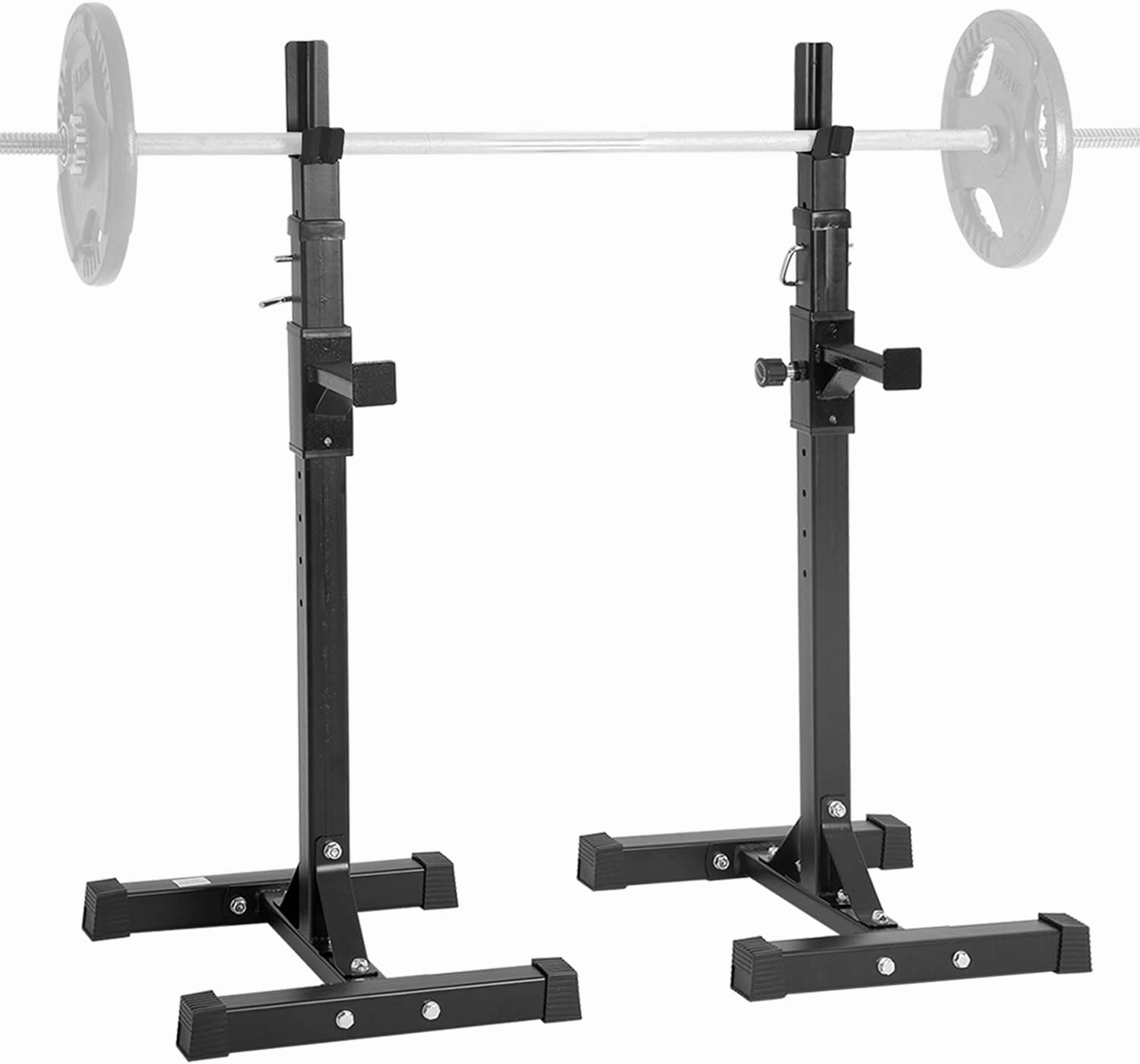 Squat Rack Adjustable Barbell Bench Press Stands 40"-66" Multi-Function Sturdy Steel Portable Barbell Rack for Home Gym Max Load 550lbs