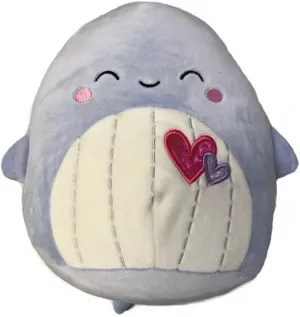 Squishmallows Official Kellytoy Valentines Squad Squishy Soft Plush Toy Animal (8 Inch, Samir Whale)