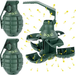 Sratte 2 Pcs Toy Hand Grenade for Battle Game with 20 Round Foam Ammo Model Tactical Fake Grenade for Outdoor Army Military Camo Party Favors Pretend Role Play Prop Game(Green)