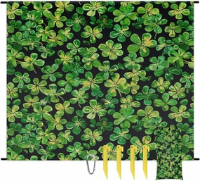 St Patricks Day Beach Blanket, Sandproof Beach Mat, Adults Waterproof Quick Drying Sand Free Mat with 4 x Ground Spikes for Outdoor Travel Camping Hiking, Shamrock