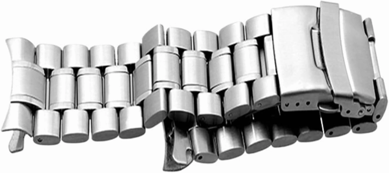 Stainless Steel Band Curved End Replacement Band 18mm 20mm 22mm 24mm Double Lock Wristband Strap