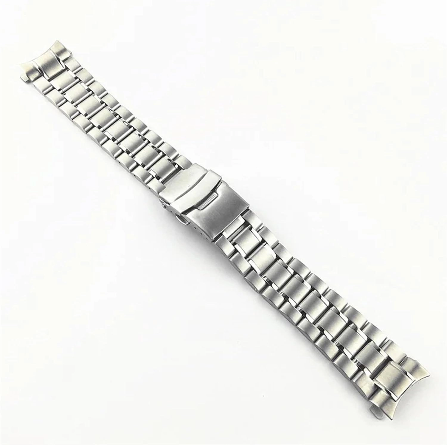 Stainless Steel Band Curved End Replacement Band 18mm 20mm 22mm 24mm Double Lock Wristband Strap