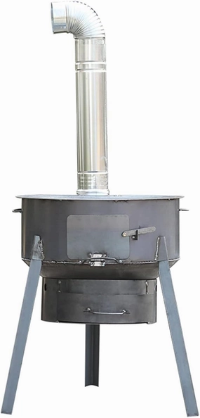 Stainless Steel Folding Camping Wood Stove with 6 Chimney Pipes | Adjustable Mini BBQ Grill Stove with Carry Bag for Backpacking, Outdoor Camping, Cooking, Hiking, Traveling, Picnic, Hunting(52CM)