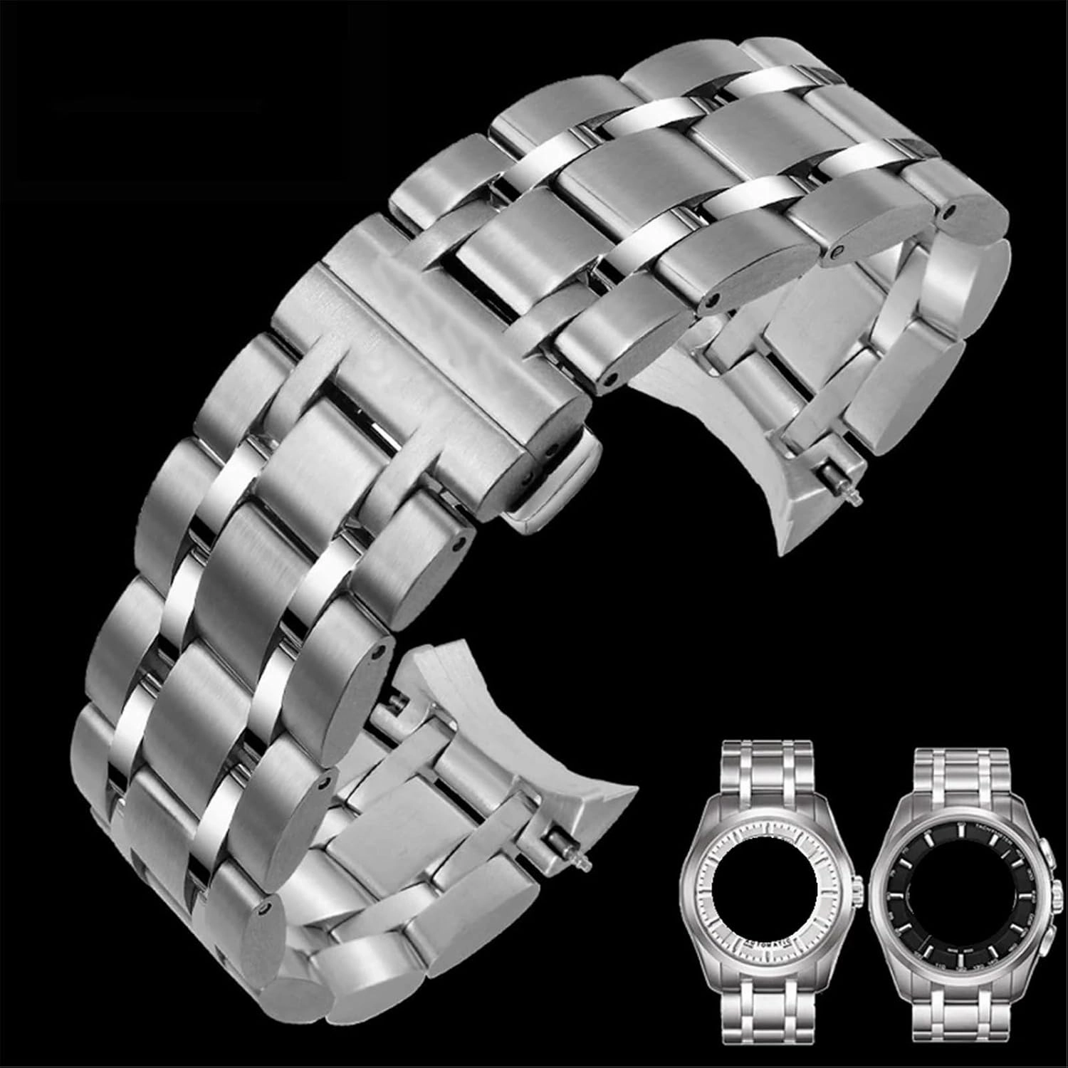 Stainless Steel Watch Band 22mm 24mm Universal Replacement Wristband for Smart Watch Quartz Watch Watch Accessories