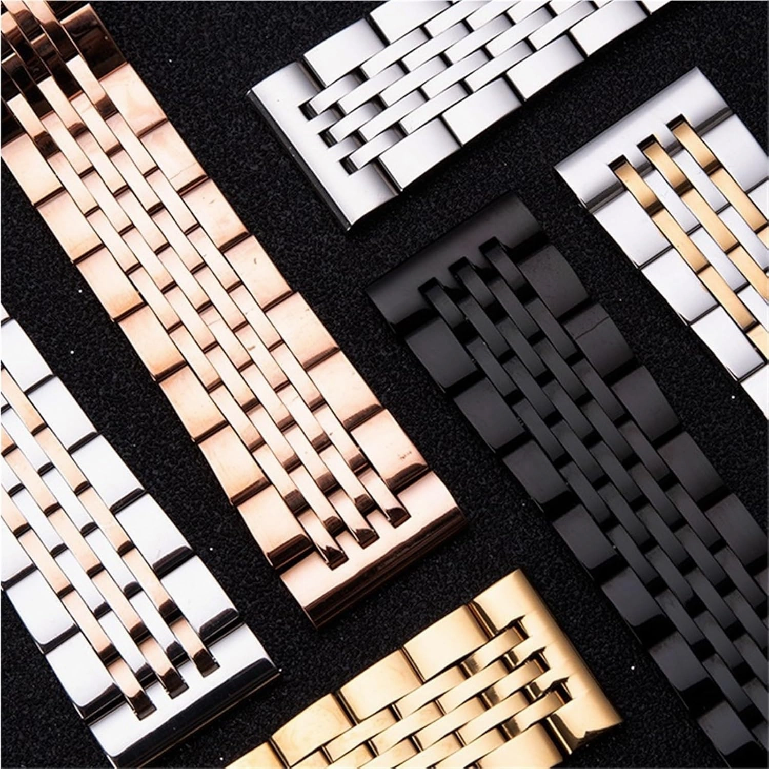 Stainless Steel Watch Strap 18mm 20mm 22mm Butterfly Buckle Metal Universal Watchband Accessories