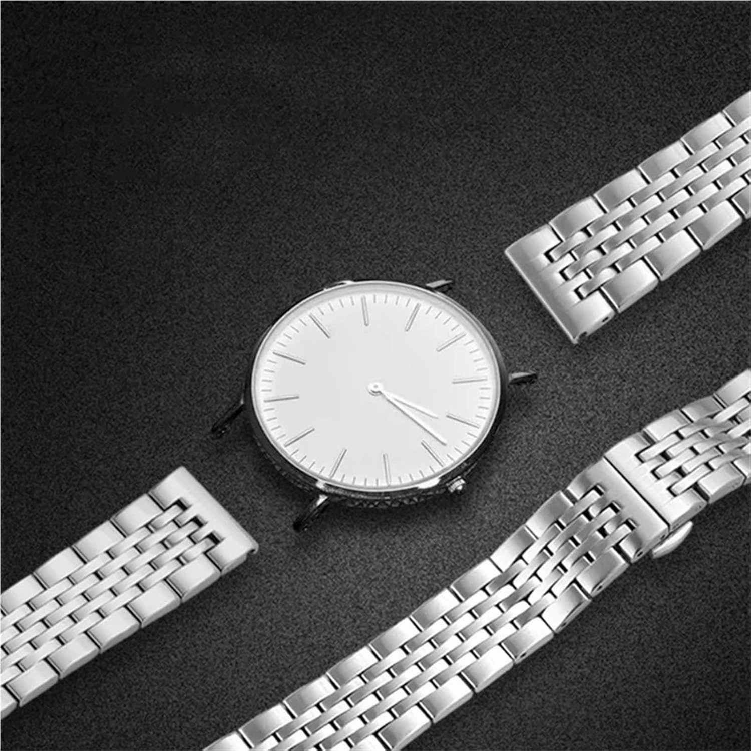 Stainless Steel Watch Strap 18mm 20mm 22mm Butterfly Buckle Metal Universal Watchband Accessories