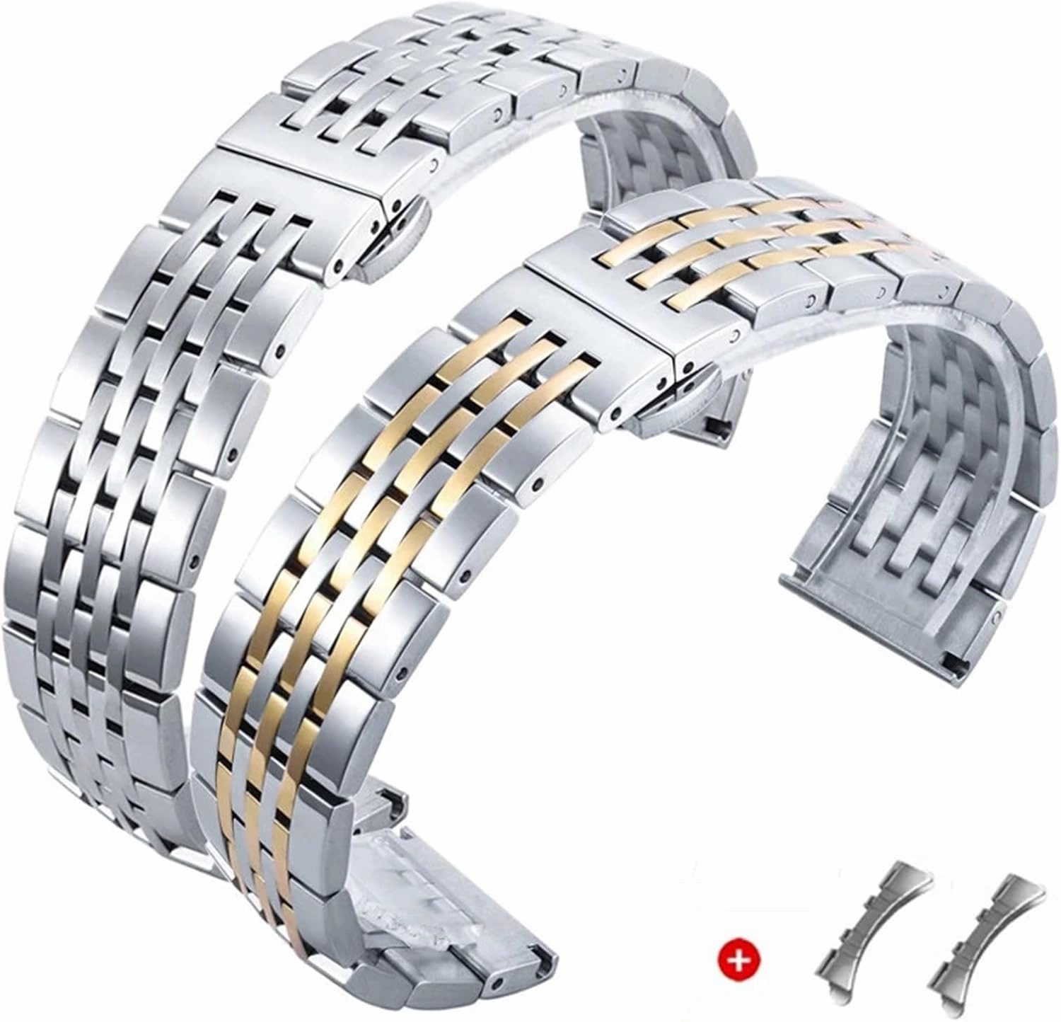 Stainless Steel Watch Strap 18mm 20mm 22mm Butterfly Buckle Metal Universal Watchband Accessories