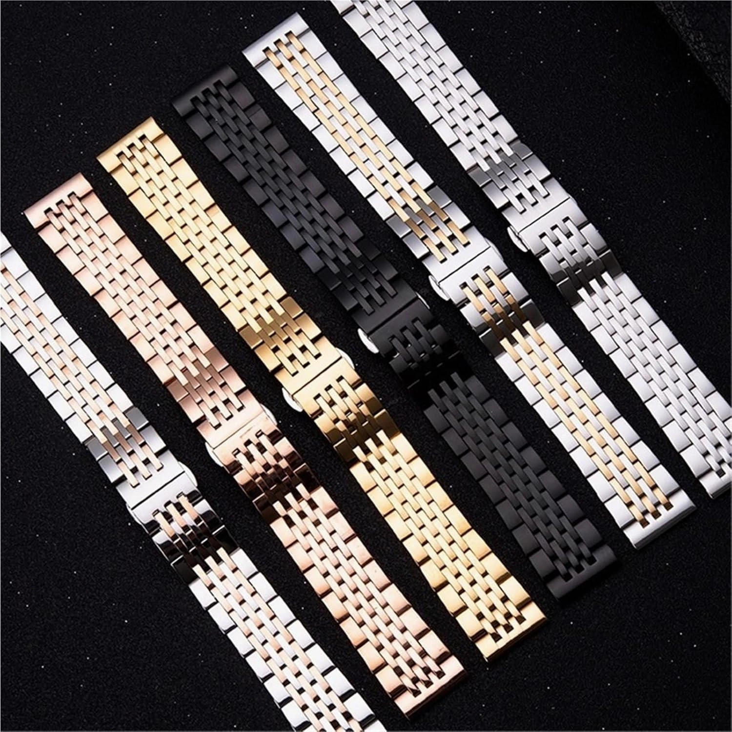 Stainless Steel Watch Strap 18mm 20mm 22mm Butterfly Buckle Metal Universal Watchband Accessories