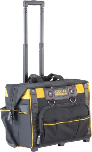 STANLEY FATMAX Open Mouth Rolling Rigid Tool Bag Trolley, Multi-Pockets Storage Organiser, FMST1-80148, Black