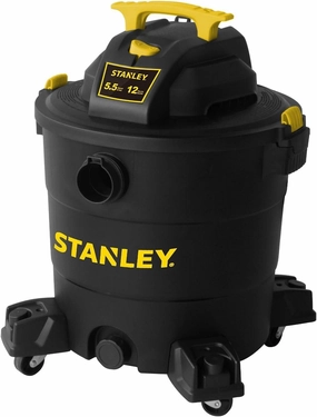 Stanley 12 Gallon 5.5 Peak HP Wet/Dry Vacuum, 3 in 1 Shop Vacuum Blower,1-7/8"x6 Hose, Range for Garage, Carpet Clean, Workshop with Vacuum Attachments-SL18199P,Black