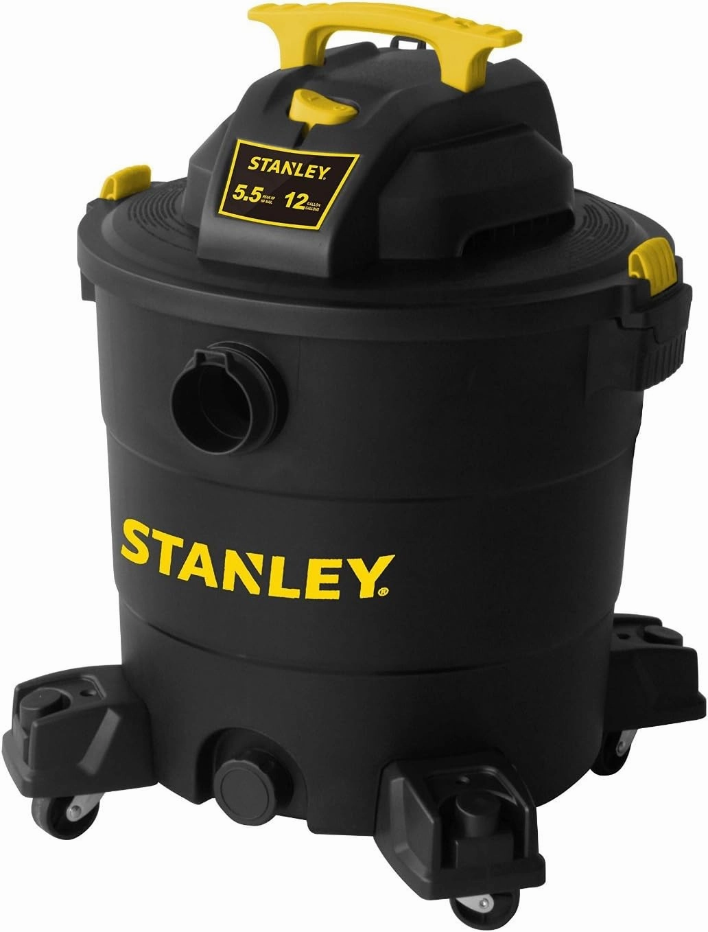 Stanley 12 Gallon 5.5 Peak HP Wet/Dry Vacuum, 3 in 1 Shop Vacuum Blower,1-7/8"x6 Hose, Range for Garage, Carpet Clean, Workshop with Vacuum Attachments-SL18199P,Black