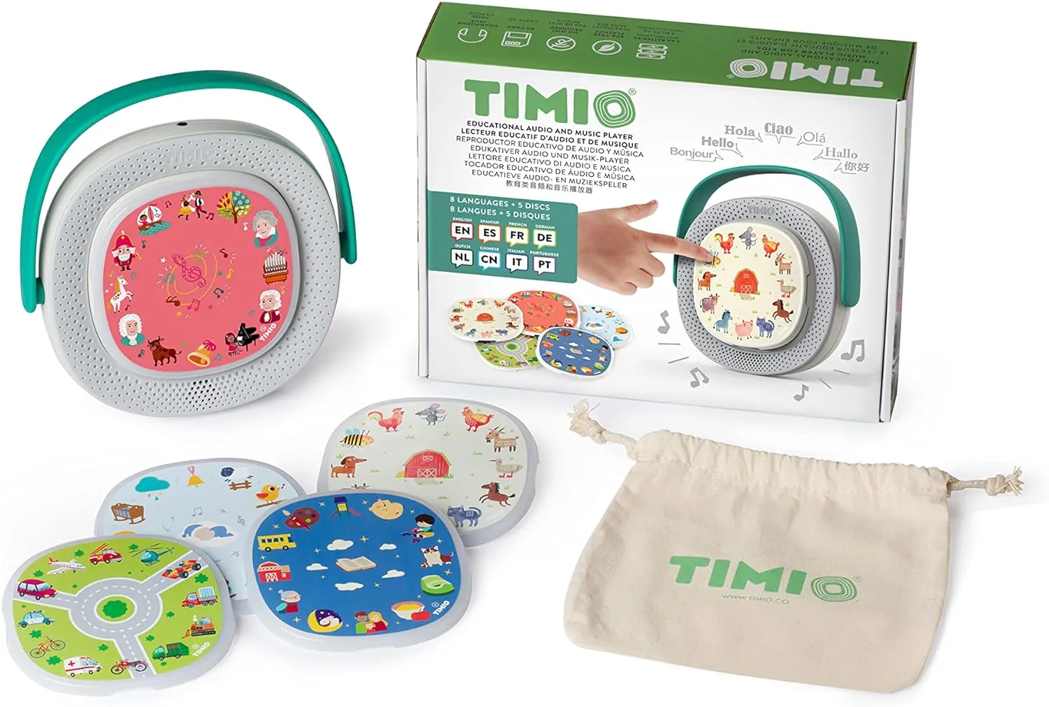 Starter Kit: The Screen-Free, Interactive Educational Audio & Learning Toy from 2 Years on with 5 Discs   8 Languages DE/EN/FR/ES/IT/NL/CN/PT