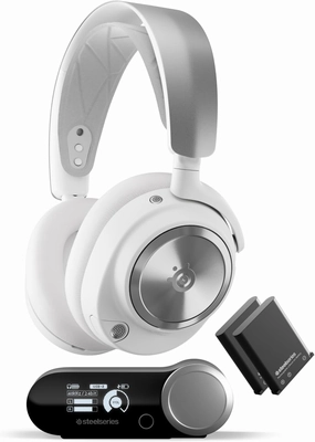 SteelSeries Arctis Nova Pro Wireless Multi-System Gaming Headset - Neodymium Magnetic Drivers - Active Noise Cancellation - Infinity Power System - Gen 2 Mic - PS5, PS4, PC, Switch, Mobile - White